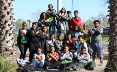 group of students posing outside